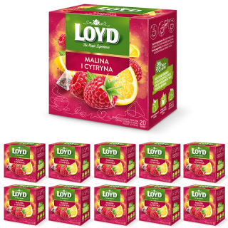 Zestaw 10 sztuk Herbatka Owocowa LOYD Malina i Cytryna 20 piramidek