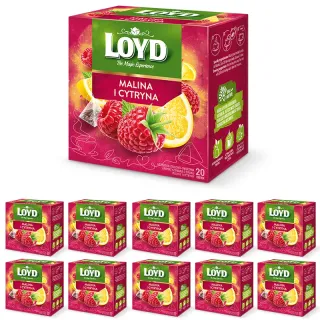 Zestaw 10 sztuk Herbatka Owocowa LOYD Malina i Cytryna 20 piramidek