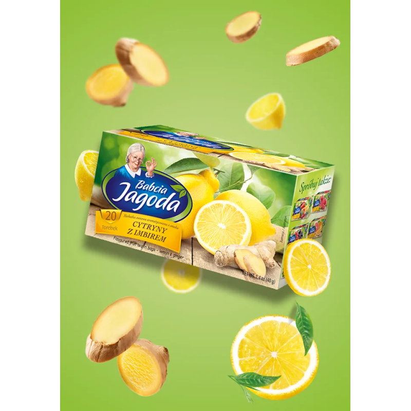 Babcia Jagoda Lemon and Ginger Fruit Tea, 20 bags