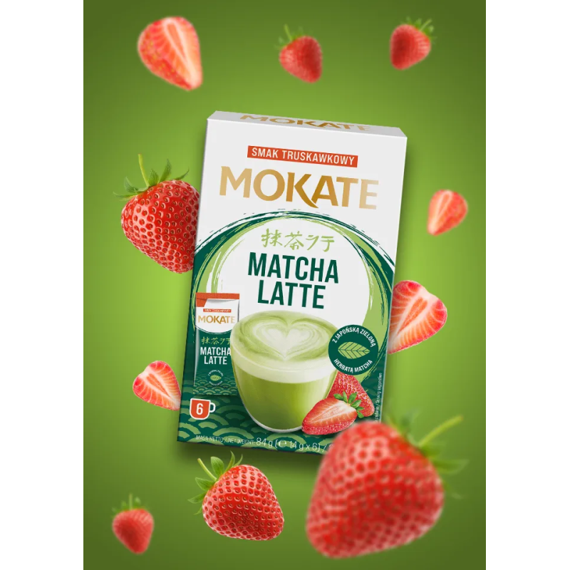 Matcha latte Mokate o smaku Truskawkowym 6 saszetek