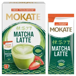 Mokate Strawberry-flavoured Matcha Latte, 6 sachets