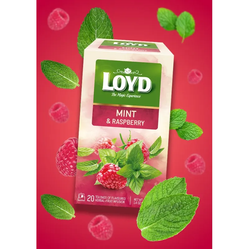 Herbatka owocowo - ziołowa Loyd Mięta o smaku maliny 20 torebek