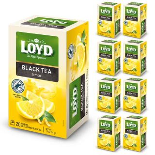 Zestaw 8 sztuk- EKSPRESOWA Herbata CZARNA LOYD o smaku CYTRYNY 20 torebek