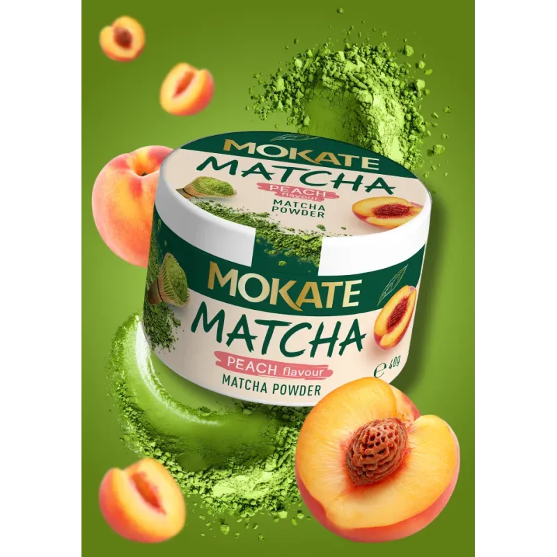 Matcha o smaku brzoskwiniowym MOKATE 40g