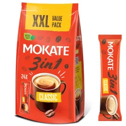 Mokate 3-in-1 Classic coffee drink, 24 XXL sachets, bag