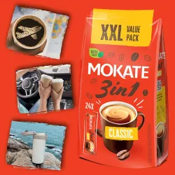 Mokate 3-in-1 Classic coffee drink, 24 XXL sachets, bag