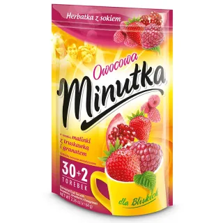 Herbatka owocowa Minutka z malinką, truskawką i granatem 32 torebki