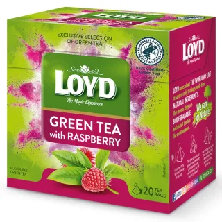 Herbata zielona Loyd o smaku Maliny 20 torebek
