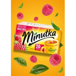 Minutka black tea with raspberry flavour, 20 tea bags