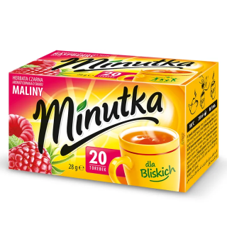 Minutka black tea with raspberry flavour, 20 tea bags