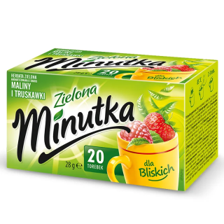 Herbata zielona Minutka z maliną i truskawką 20 torebek