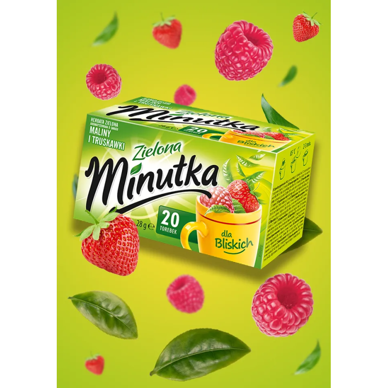 Minutka Green Tea with Raspberry and Strawberry – 20 tea bags
