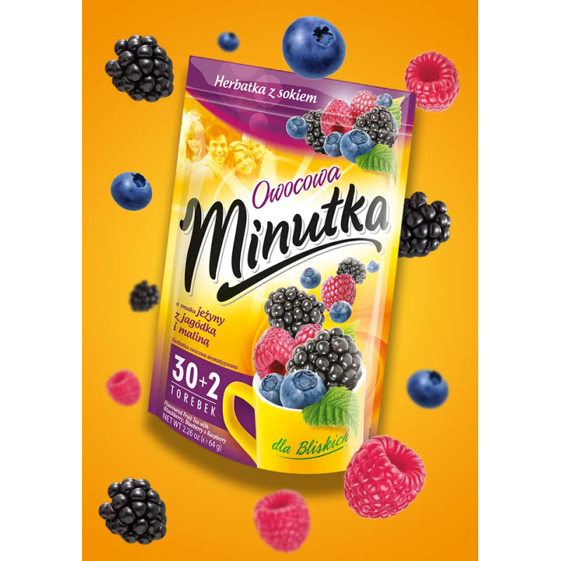 Herbatka owocowa Minutka z jeżyną, jagódkami i maliną 32 torebki