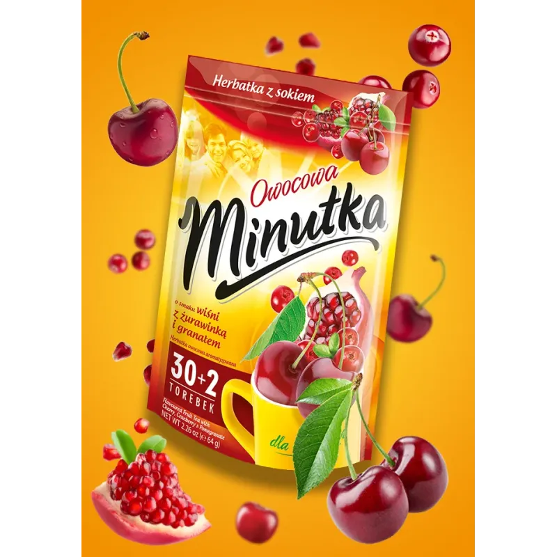 Minutka Fruit Tea with Cherry, Cranberry and Pomegranate – 32 tea bags