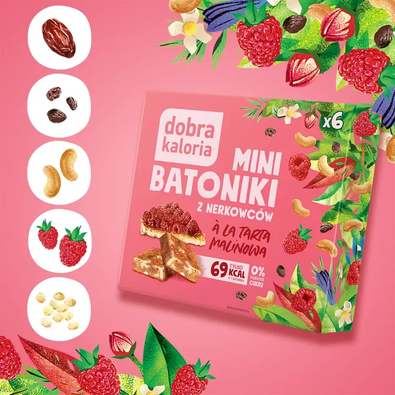 Mini bars with a raspberry tart flavour