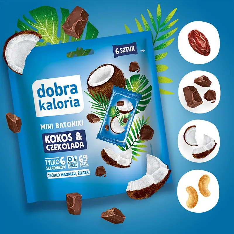 MINI BATONIKI KOKOS&CZEKOLADA 6 SZTUK