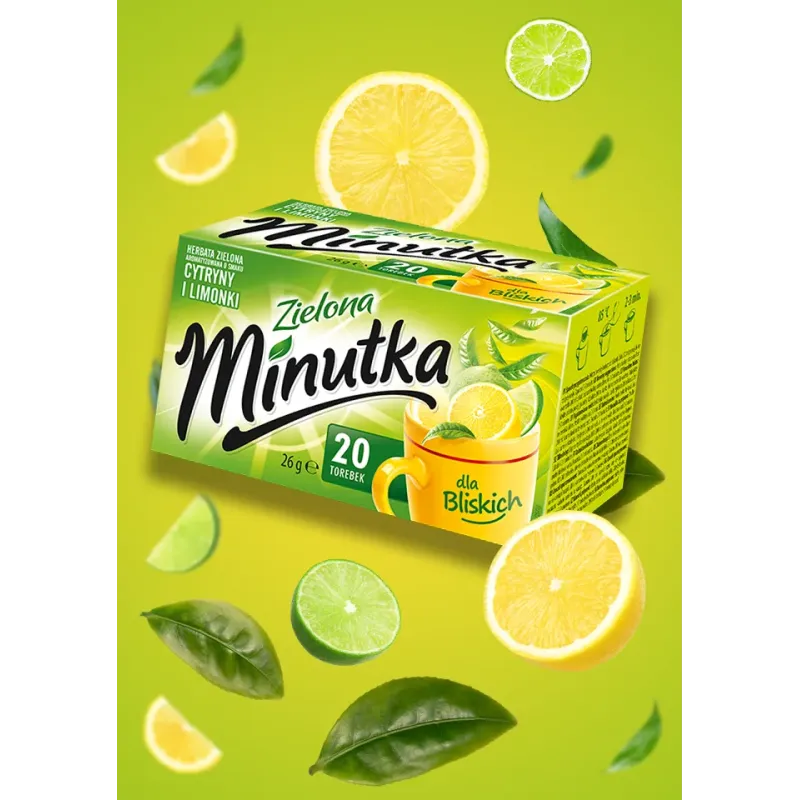 Minutka Green Tea with Lemon and Lime – 20 tea bags