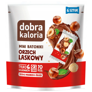 Dobra Kaloria Mini Batoniki o smaku Orzech Laskowy bez Cukru 102g