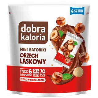 Dobra Kaloria Mini Batoniki o smaku Orzech Laskowy bez Cukru 102g