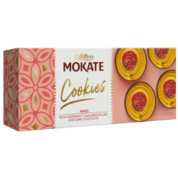 Mokate Cookies ringi z nadzieniem malinowym i z czekoladową polewą 150 g