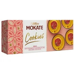 Mokate Cookies ringi z nadzieniem malinowym i z czekoladową polewą 150 g