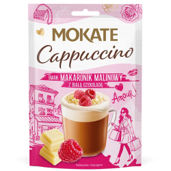 Napój Kawowy Cappuccino MAKARONIKA MALINOWEGO Z BIAŁĄ CZEKOLADĄ 25g MOKATE