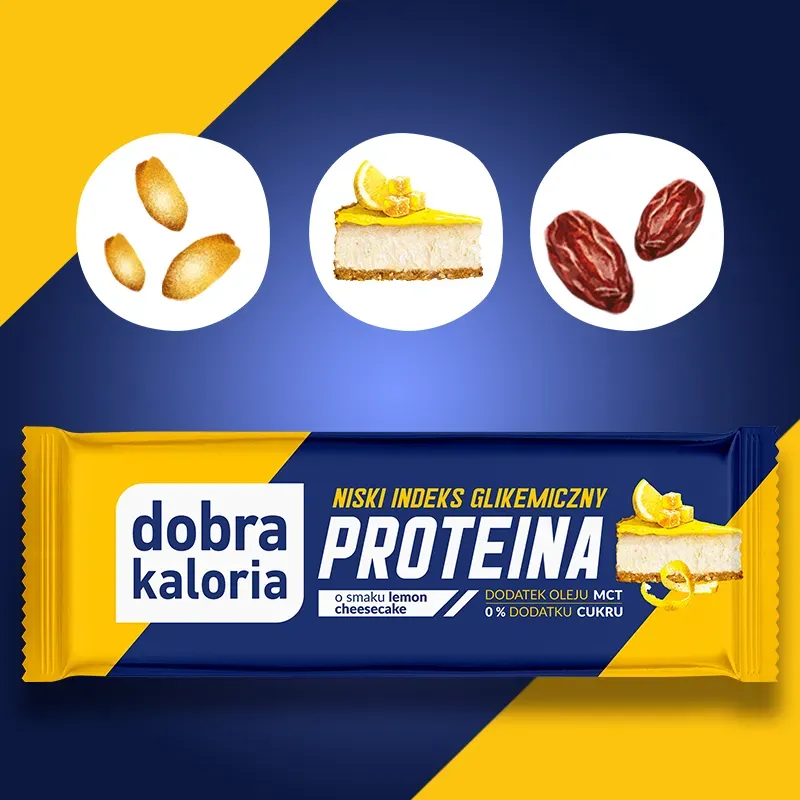Naturalny Baton Proteinowy IG MCT Lemon Cheesecake Bez Cukru Dobra Kaloria