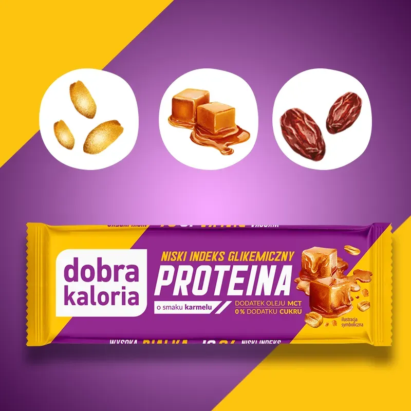 Baton proteinowy IG z MCT Karmel Dobra Kaloria 45 g