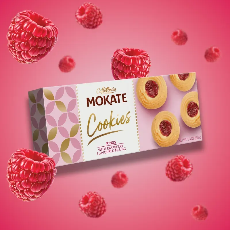 Mokate Cookies ringi z nadzieniem malinowym Mokate 150 g