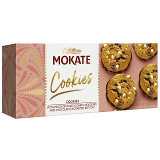 Mokate Cookies ciastka z kawałkami białej i ciemnej czekolady podlane czekoladą 150g