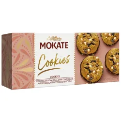 Mokate Cookies ciastka z kawałkami białej i ciemnej czekolady podlane czekoladą 150g