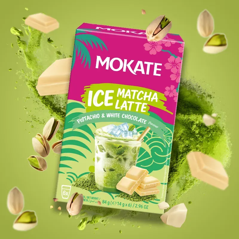 Ice Matcha Latte Pistachio & White Chocolate Mokate napój matcha pistacja biała czekolada 6 saszetek