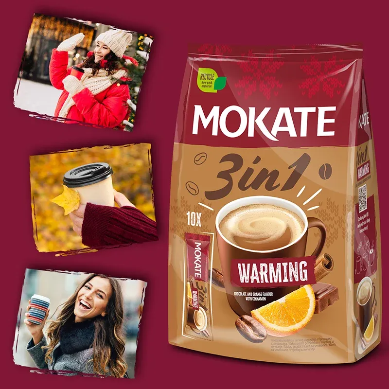 Mokate 3-in-1 Warming Coffee Drink, 10+2 sachets