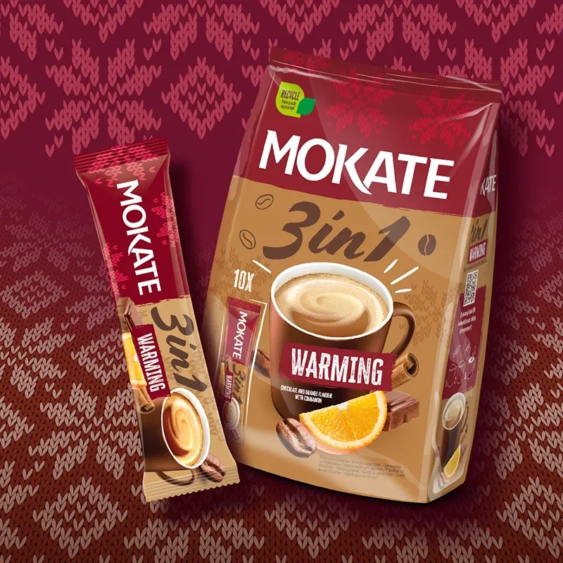 Mokate 3-in-1 Warming Coffee Drink, 10+2 sachets