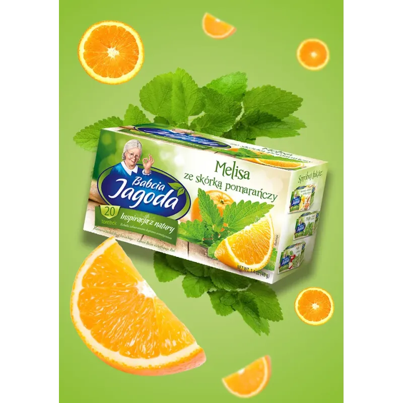 Babcia Jagoda Lemon Balm and Orange Fruit and Herbal Tea, 20 bags