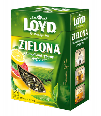 Herbata zielona Loyd z kawałkami cytryny i grejpfruta 80 g