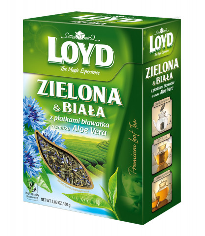 Herbata zielona i biała Loyd z bławatkiem o smaku Aloe Vera Loyd 80 g