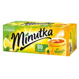 Herbata czarna Minutka o smaku cytryny 80 torebek