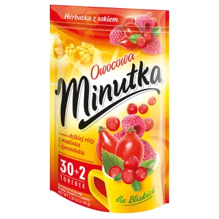 Herbatka owocowa Minutka z dziką różą, malinką i żurawinką 32 torebki