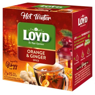 Herbatka owocowo - ziołowa Loyd Hot Winter o smaku Pomarańczy i Imbiru 15 torebek