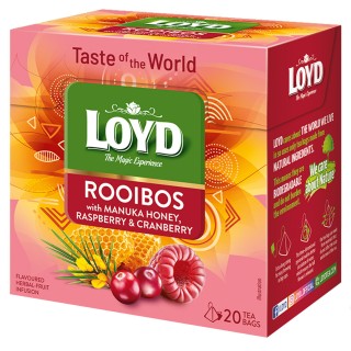 Loyd Taste of The World Rooibos Tea with Manuka Honey, Raspberry and Cranberry Flavour, 20 bags