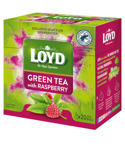 Herbata zielona Loyd o smaku Maliny 20 torebek