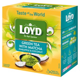 Loyd Taste of The World Green Tea with Coconut and Pineapple Flavour and Matcha Green Tea – 20 Tea Bags