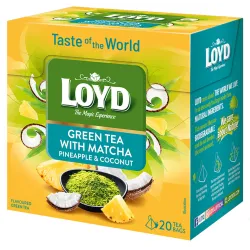 Herbata zielona Loyd Taste of The World o smaku Kokosa i Ananasa z herbatą zieloną Matcha 20 Torebek