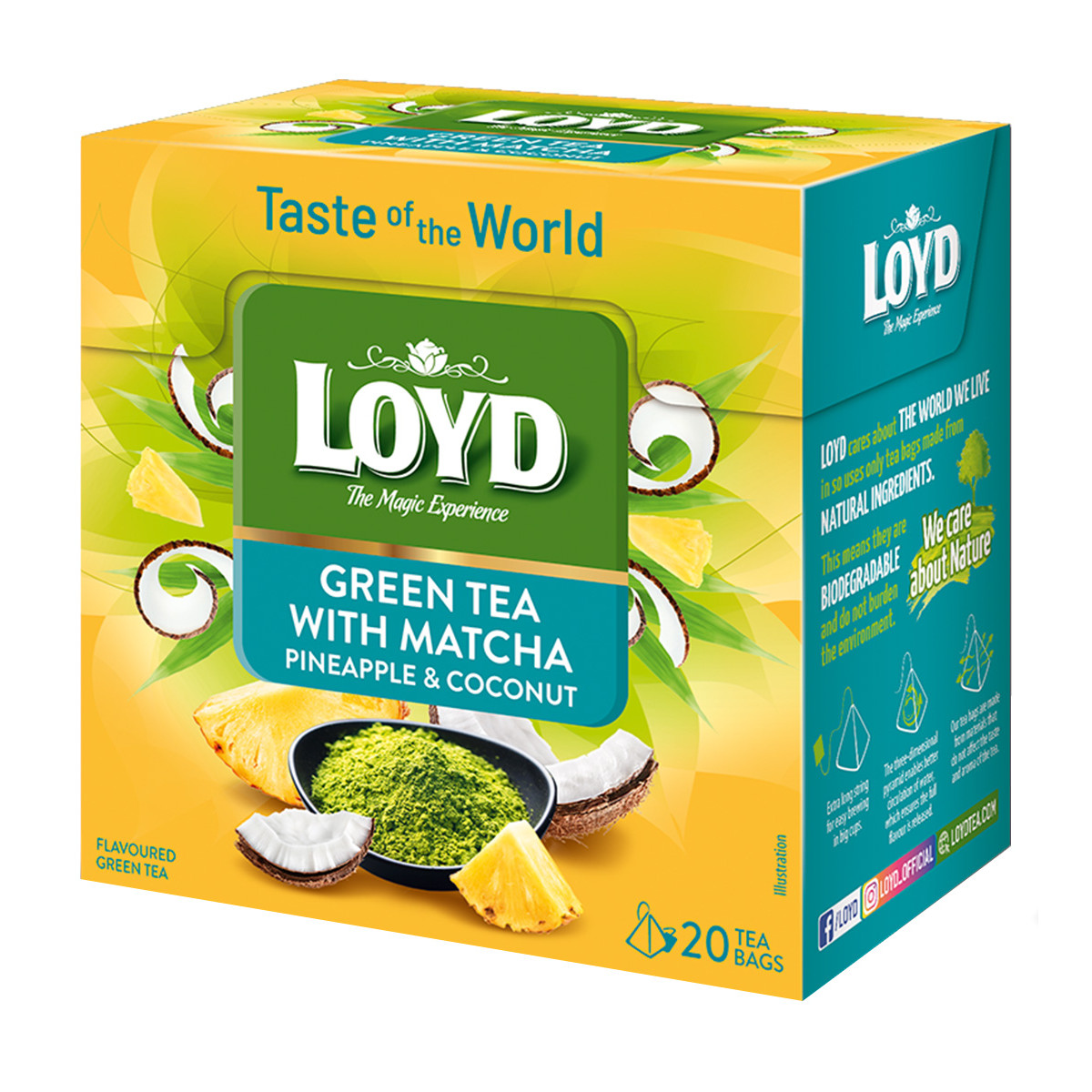 Herbata zielona Loyd Taste of The World o smaku Kokosa i Ananasa z herbatą zieloną Matcha 20 Torebek