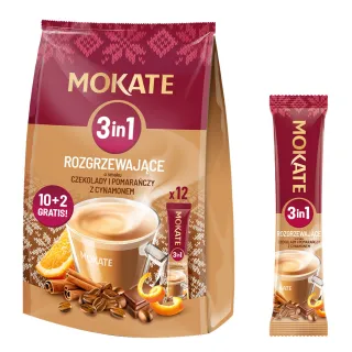 Mokate 3-in-1 Warming Coffee Drink, 10+2 sachets