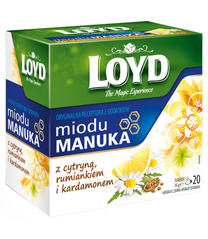 Herbata Loyd Miód Manuka z cytryną, rumiankiem i kardamonem 20 torebek