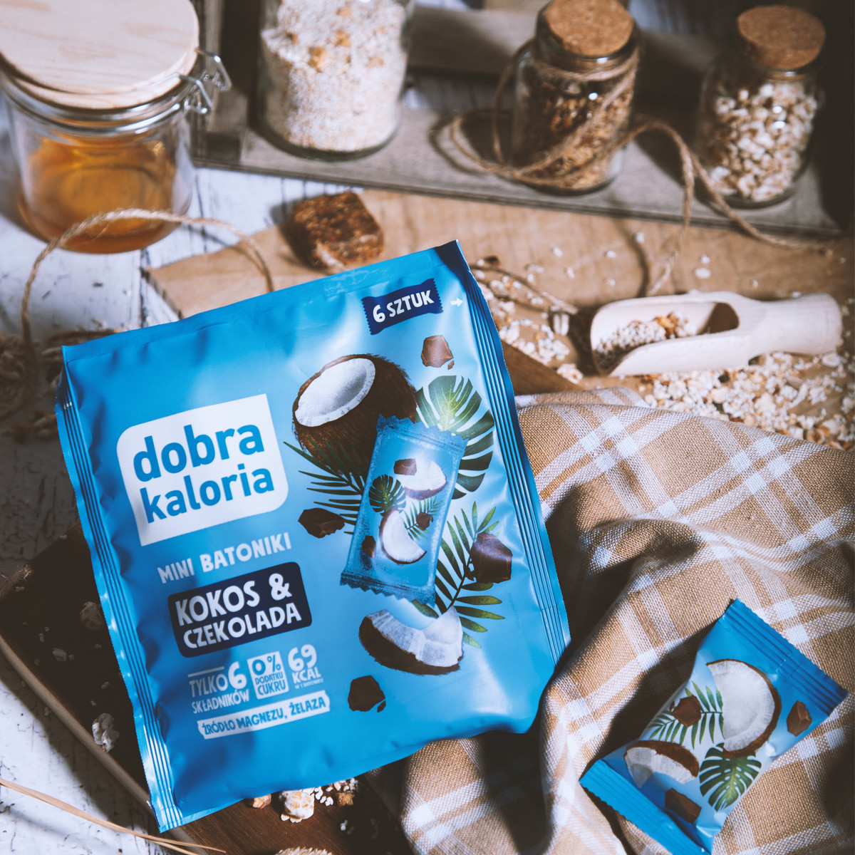 MINI BATONIKI KOKOS&CZEKOLADA 6 SZTUK