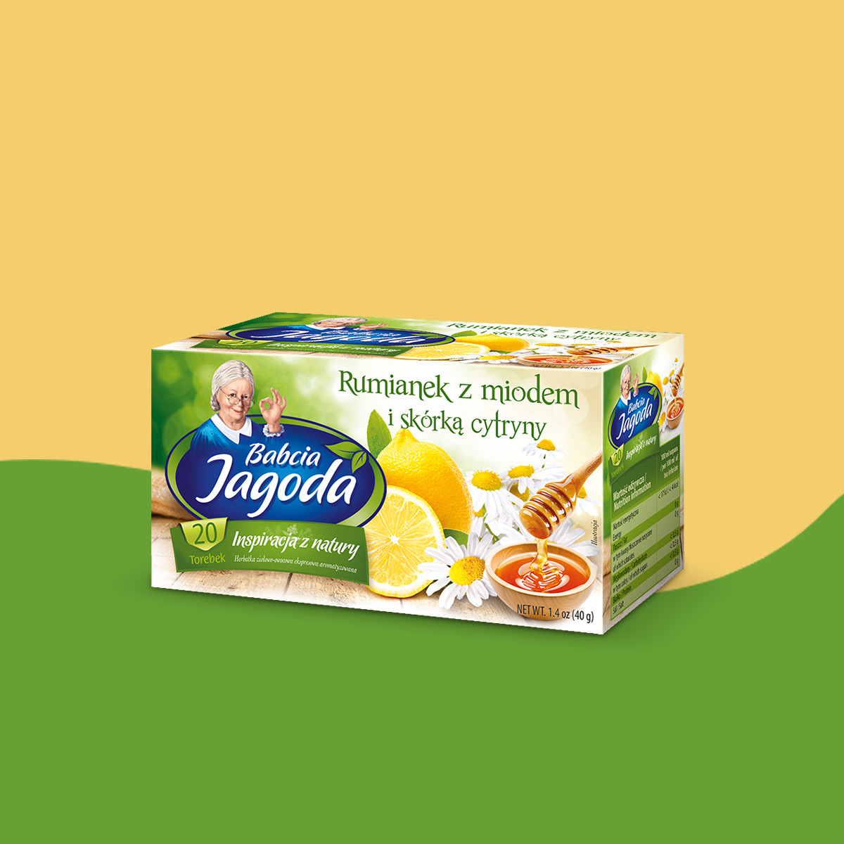 Babcia Jagoda Fruit and Herbal Tea: Chamomile Tea with Honey and Lemon, 20 tea bags