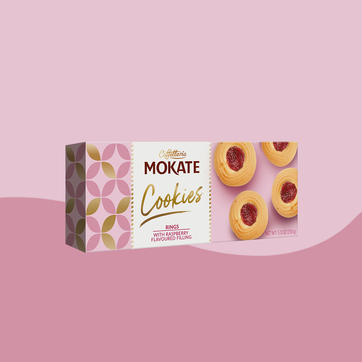 Mokate Cookies ringi z nadzieniem malinowym Mokate 150 g